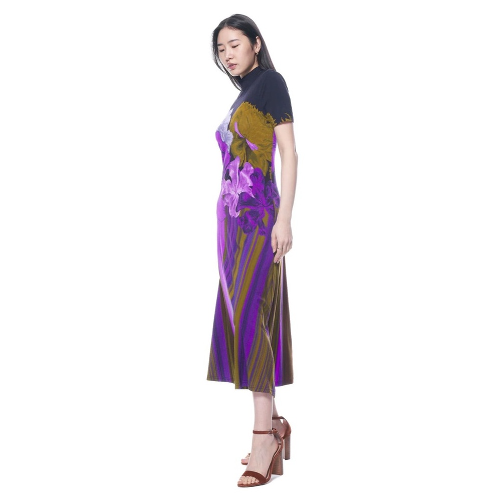 Floral Purple and Brown Maxi Dress - Picture 2 of 5